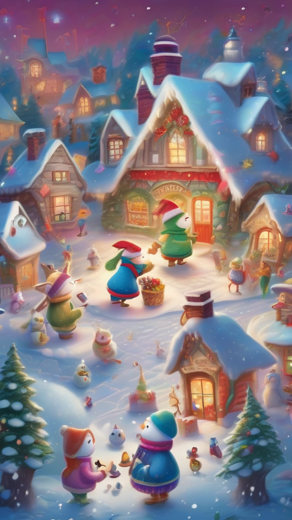 magical winter wonderland with toys elves snowmen gifts by Free AI Image Generator & Maker - No login required✨ | AIGAZOU