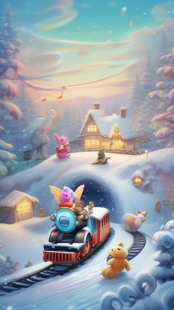 whimsical snowy field fluffy plush toys flying spirits by Free AI Image Generator & Maker - No login required✨ | AIGAZOU