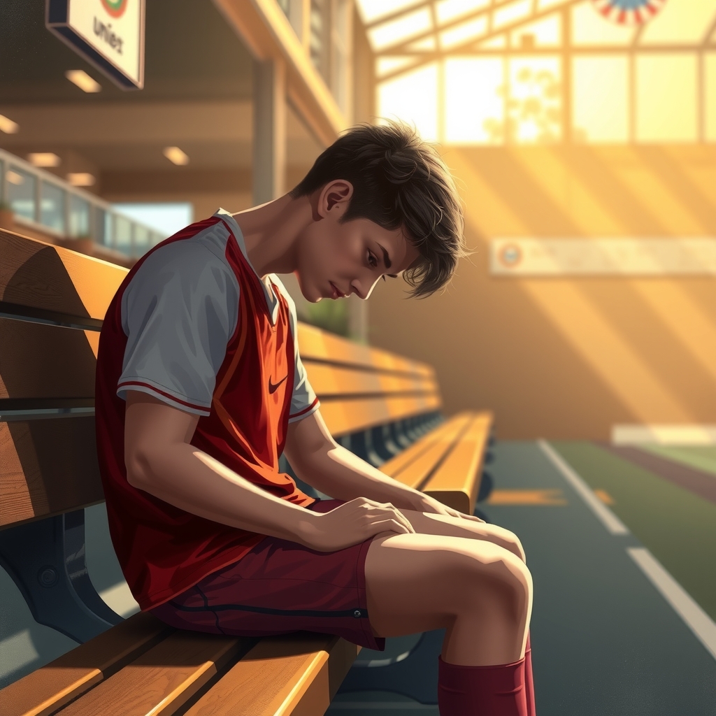 young athlete reflects after disappointing match by Free AI Image Generator & Maker - No login required✨ | AIGAZOU
