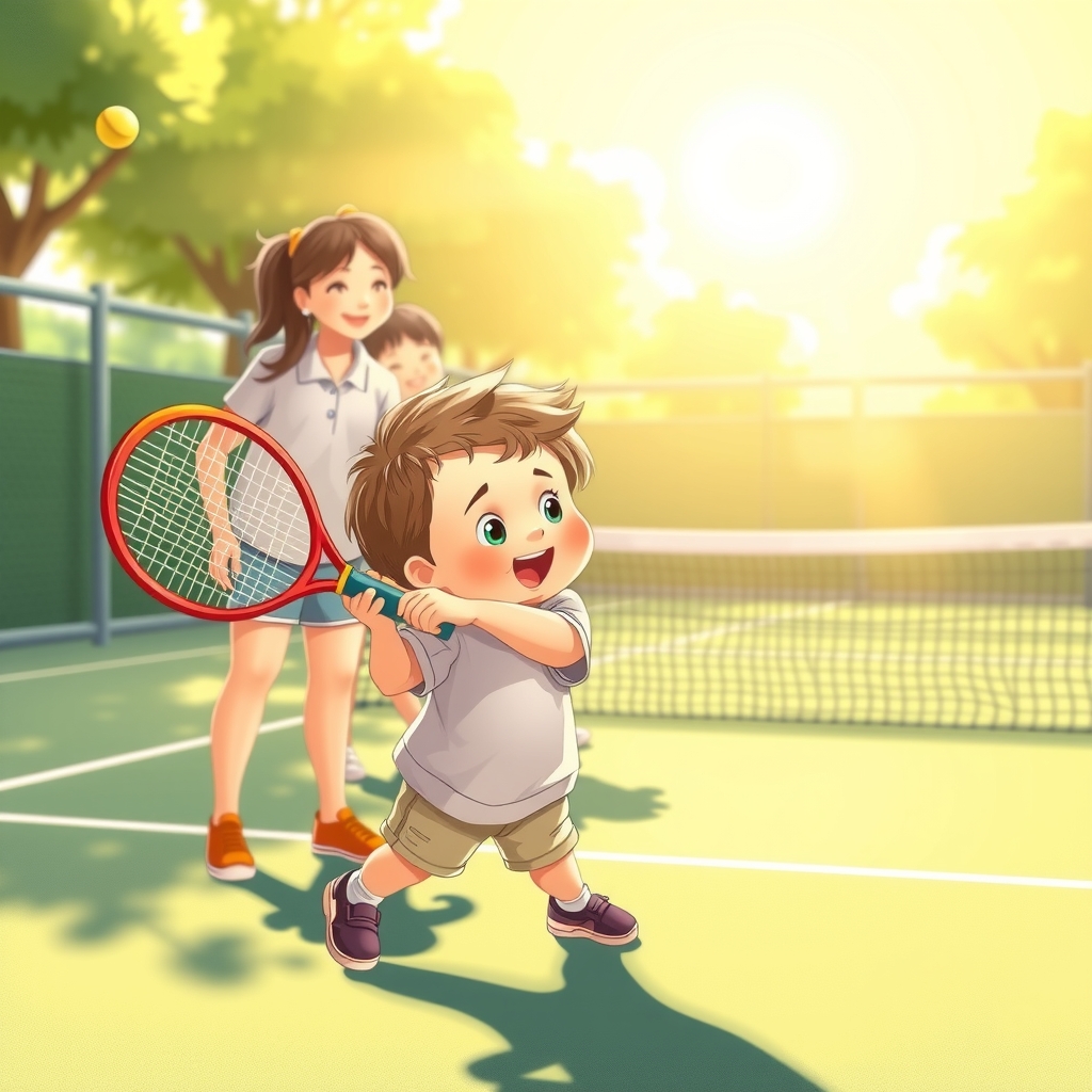 child dreams of tennis champion on sunny court by Free AI Image Generator & Maker - No login required✨ | AIGAZOU