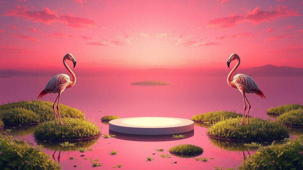 dreamy wetland scene pink purple twilight by Free AI Image Generator & Maker - No login required✨ | AIGAZOU