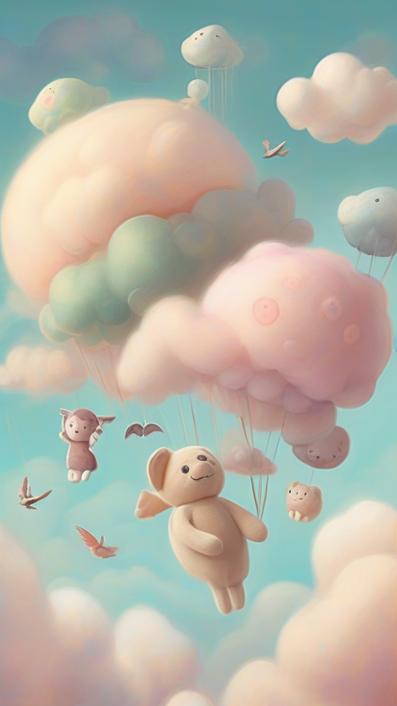 whimsical plush toys nature spirits clouds by Free AI Image Generator & Maker - No login required✨ | AIGAZOU