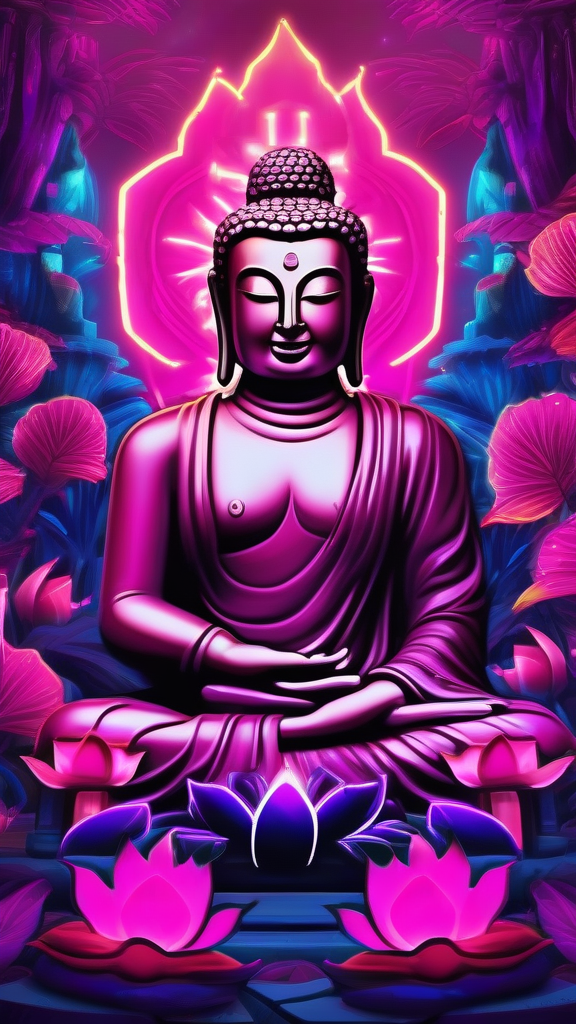 neon buddha futuristic jungle glow by Free AI Image Generator & Maker - No login required✨ | AIGAZOU