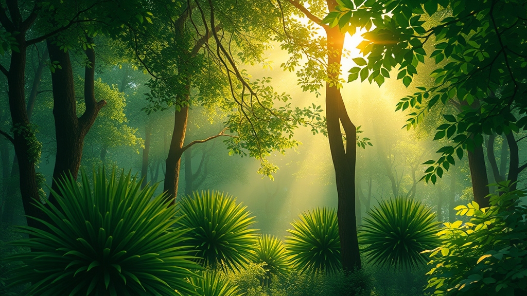 dense green forest morning light by Generador gratuito de imágenes con IA - ¡Sin necesidad de iniciar sesión✨! | AIGAZOU