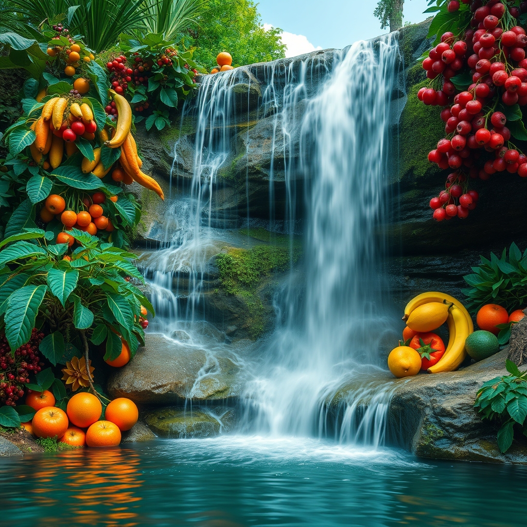 cascade of fruits in all colors by Free AI Image Generator & Maker - No login required✨ | AIGAZOU