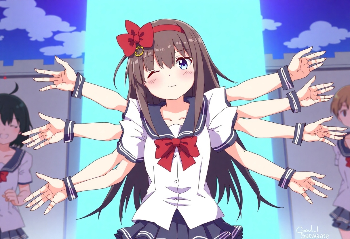 anime about high school girl with many arms by Free AI Image Generator & Maker - No login required✨ | AIGAZOU