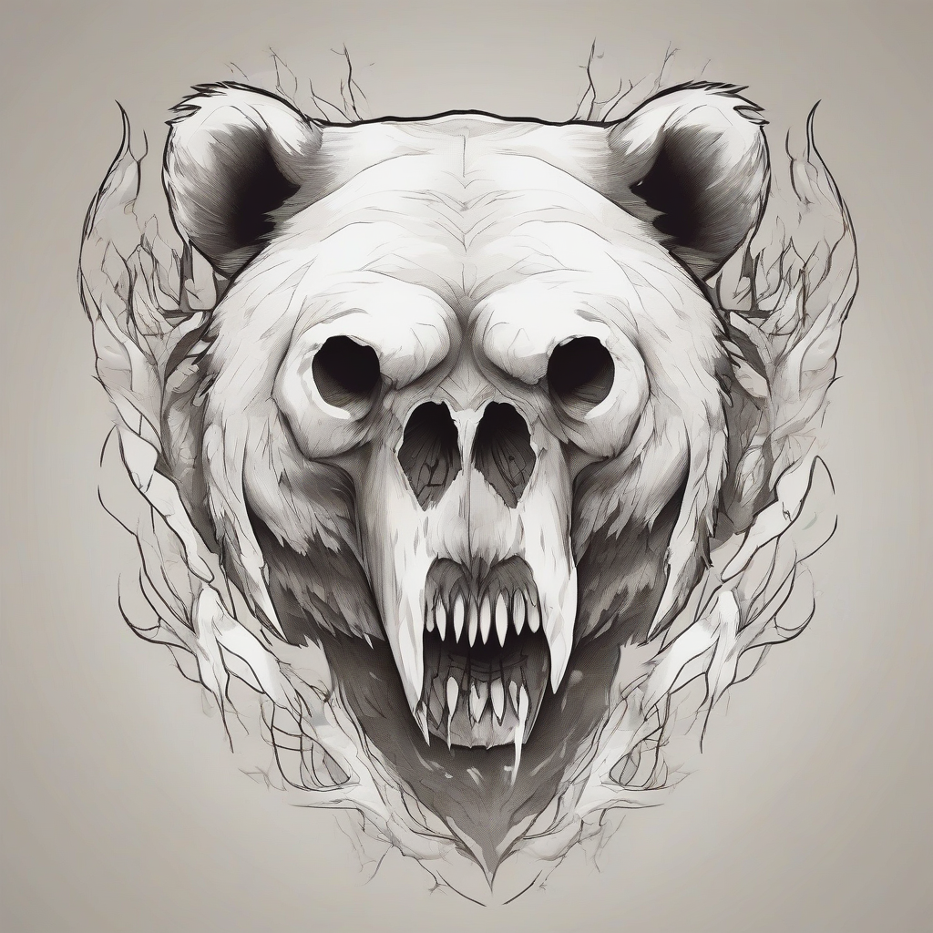 black and white tattoo template ghost bear by Free AI Image Generator & Maker - No login required✨ | AIGAZOU