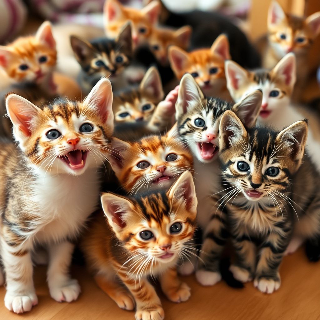 many kittens are happy by Free AI Image Generator & Maker - No login required✨ | AIGAZOU