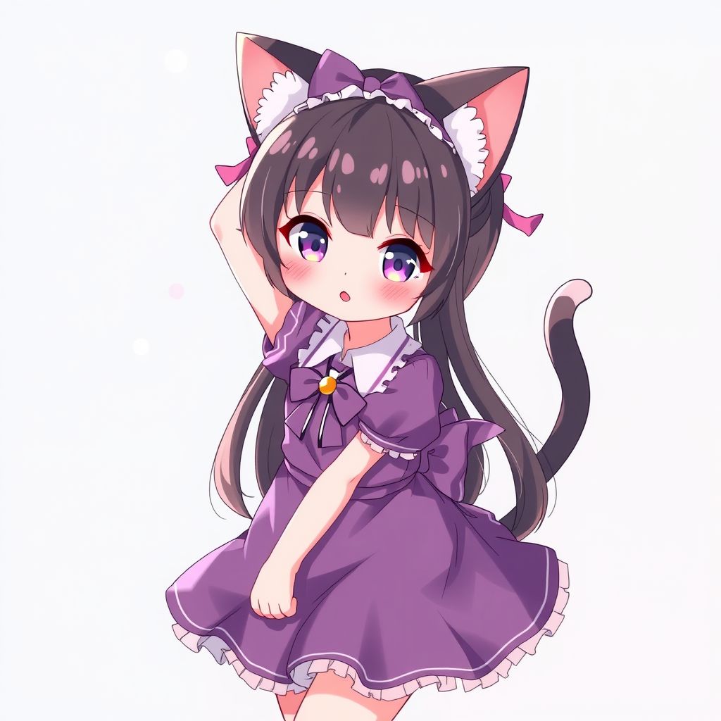 anime style cute girl dress cats pose by Free AI Image Generator & Maker - No login required✨ | AIGAZOU