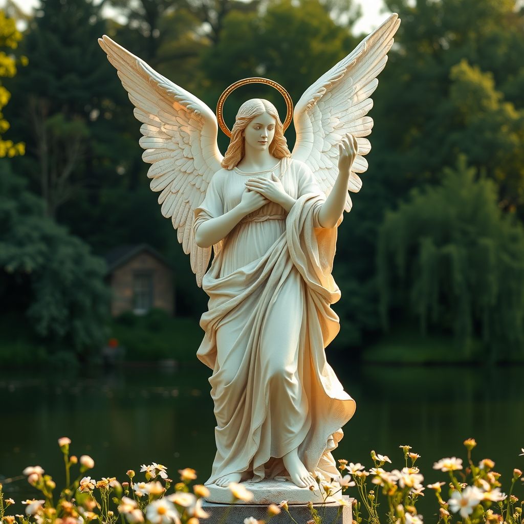 classical greek sculpture radiant angel guiding lost soul by Free AI Image Generator & Maker - No login required✨ | AIGAZOU