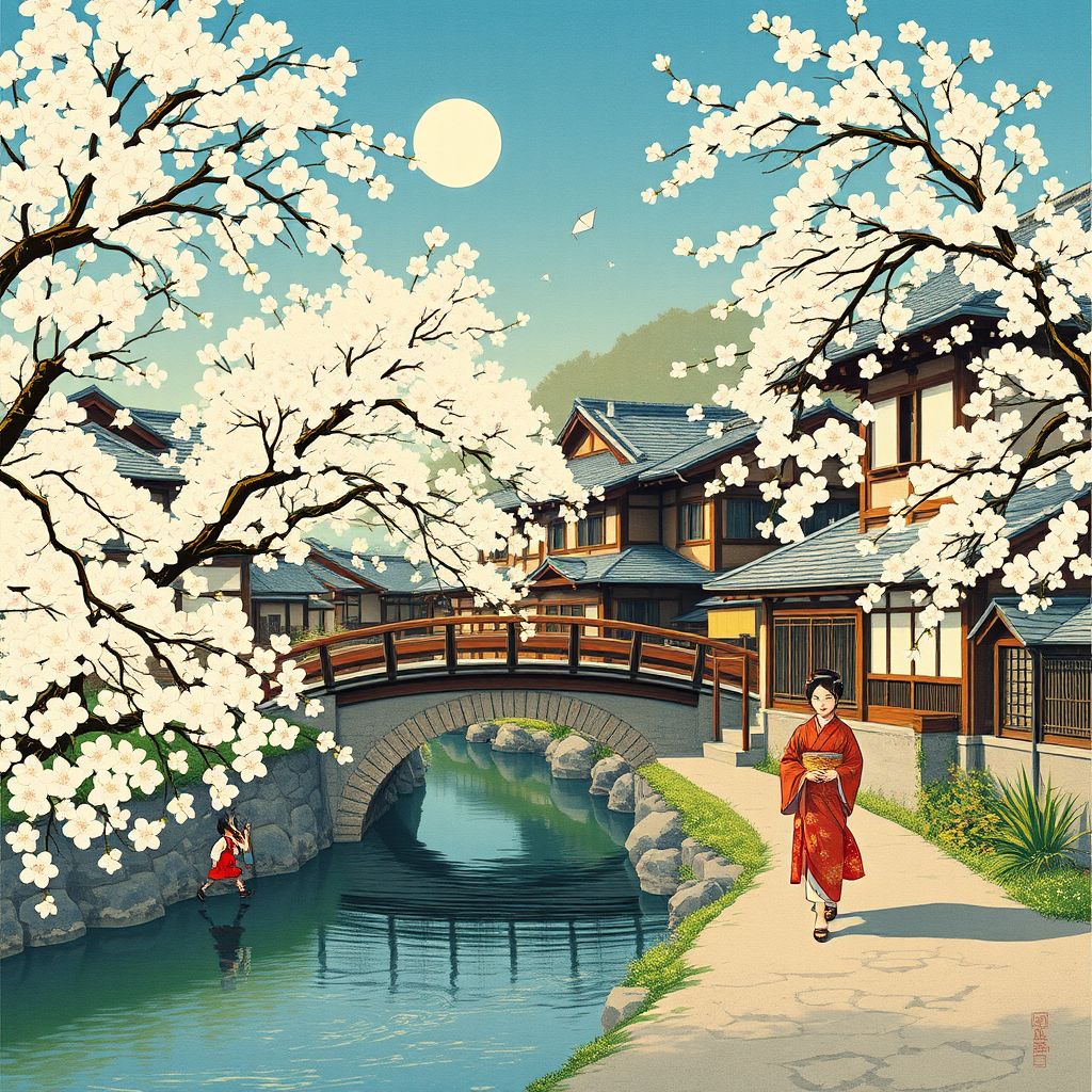serene kyoto scene spring cherry blossoms by Free AI Image Generator & Maker - No login required✨ | AIGAZOU