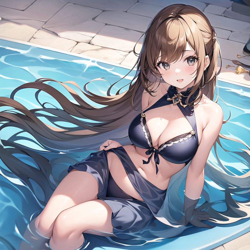 cute girl in pool by Free AI Image Generator & Maker - No login required✨ | AIGAZOU