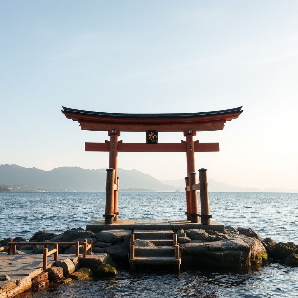 japanese shrine by the sea by Free AI Image Generator & Maker - No login required✨ | AIGAZOU