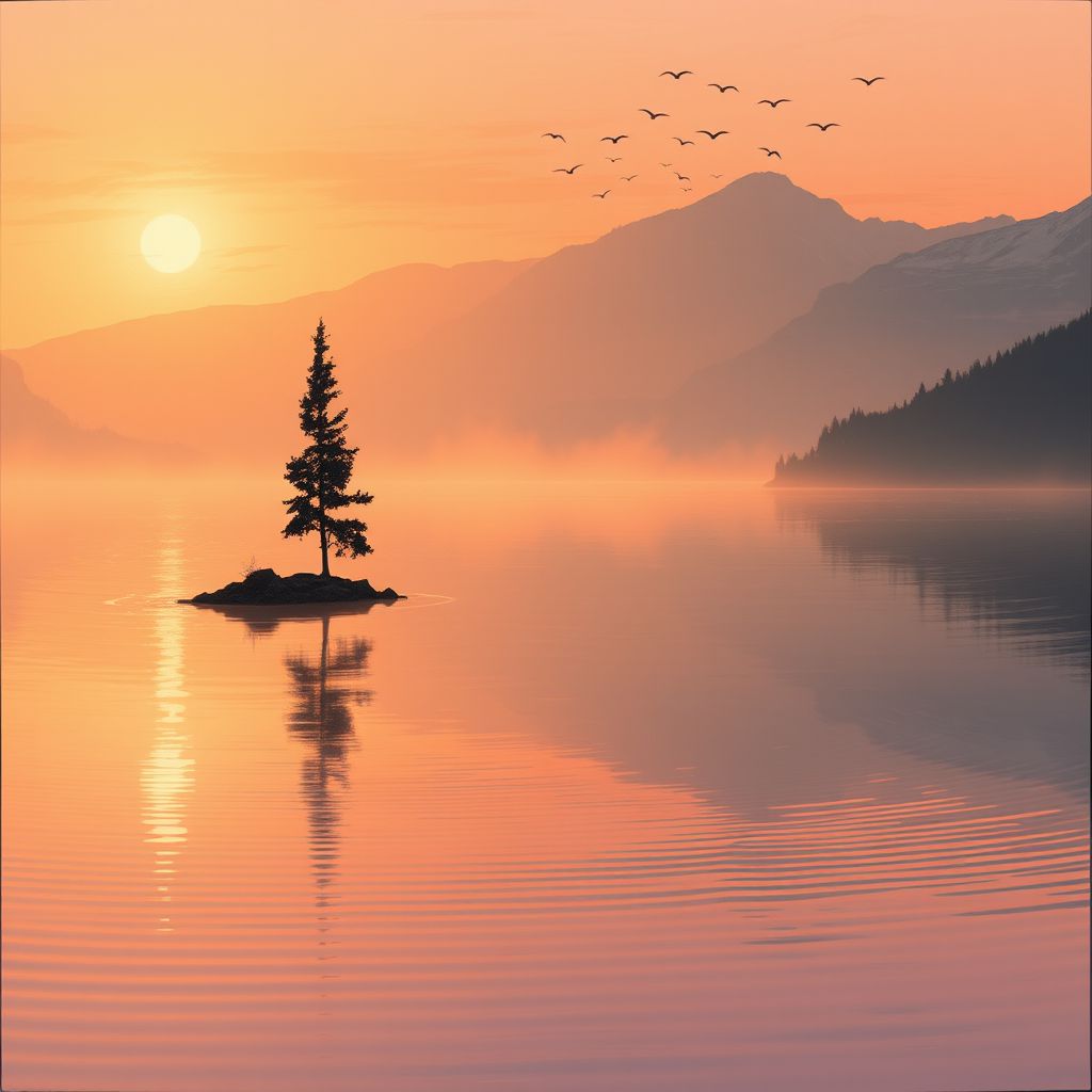 serene lake dawn light warm hues tranquility by Free AI Image Generator & Maker - No login required✨ | AIGAZOU