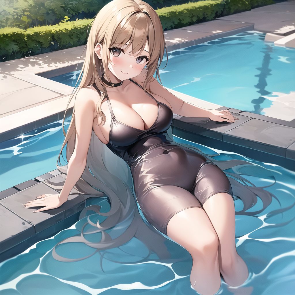 cute girl in pool by Free AI Image Generator & Maker - No login required✨ | AIGAZOU