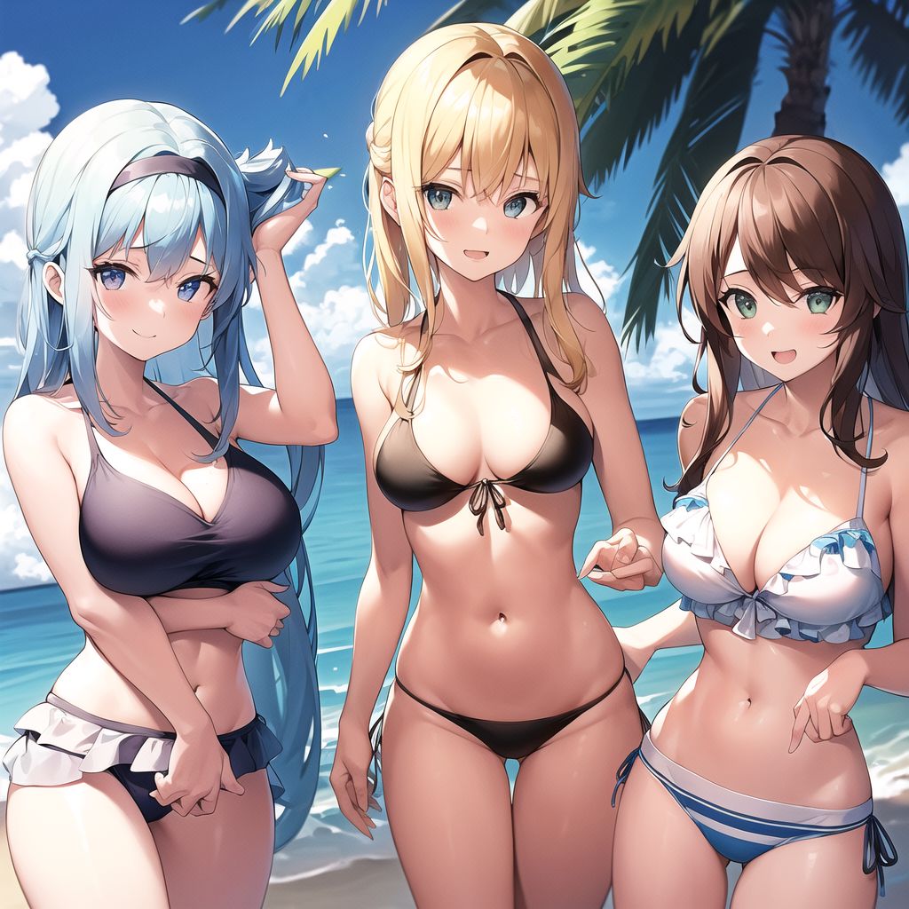 girls in bikinis on beach by Free AI Image Generator & Maker - No login required✨ | AIGAZOU