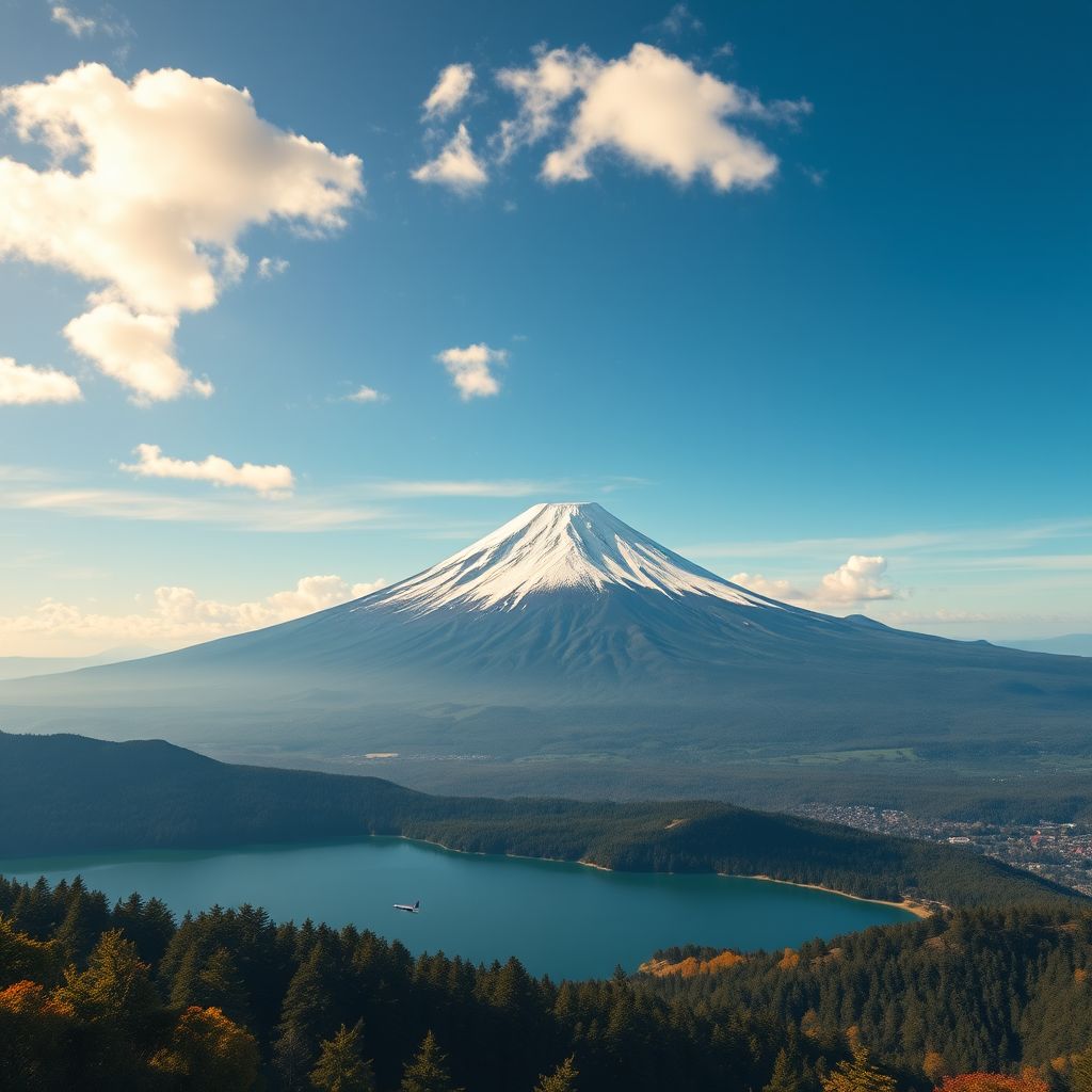 majestic mount fuji snow capped peak lush forests by Free AI Image Generator & Maker - No login required✨ | AIGAZOU