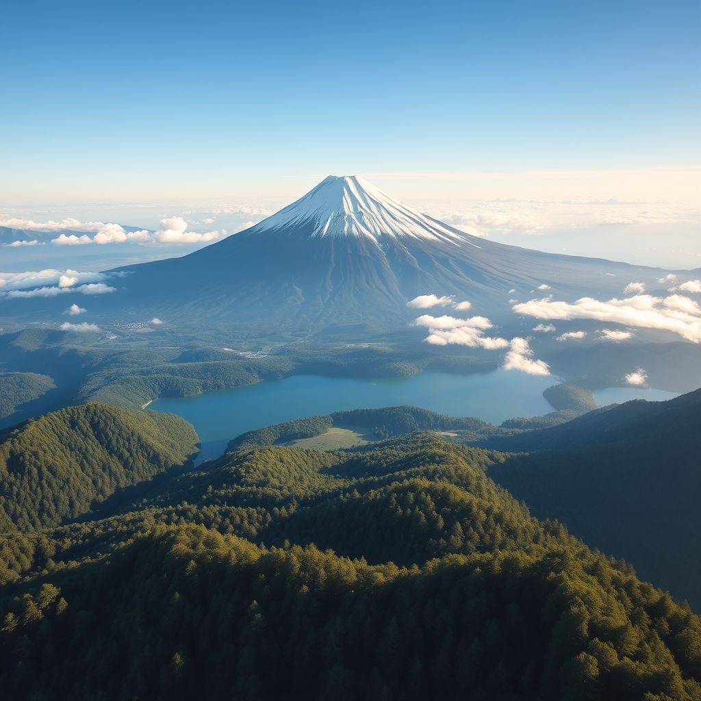 bird eye view mount fuji clear sky by Free AI Image Generator & Maker - No login required✨ | AIGAZOU