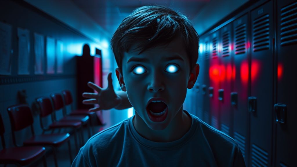 shocking paranormal phenomenon filmed in school by Free AI Image Generator & Maker - No login required✨ | AIGAZOU