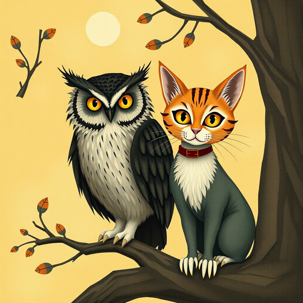 the owl and the pussycat by Free AI Image Generator & Maker - No login required✨ | AIGAZOU