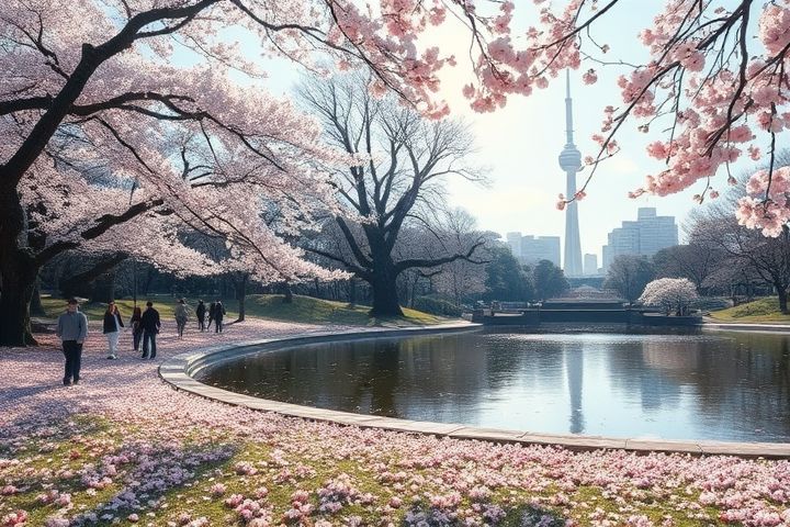 serene spring day ueno park cherry blossoms by Free AI Image Generator & Maker - No login required✨ | AIGAZOU