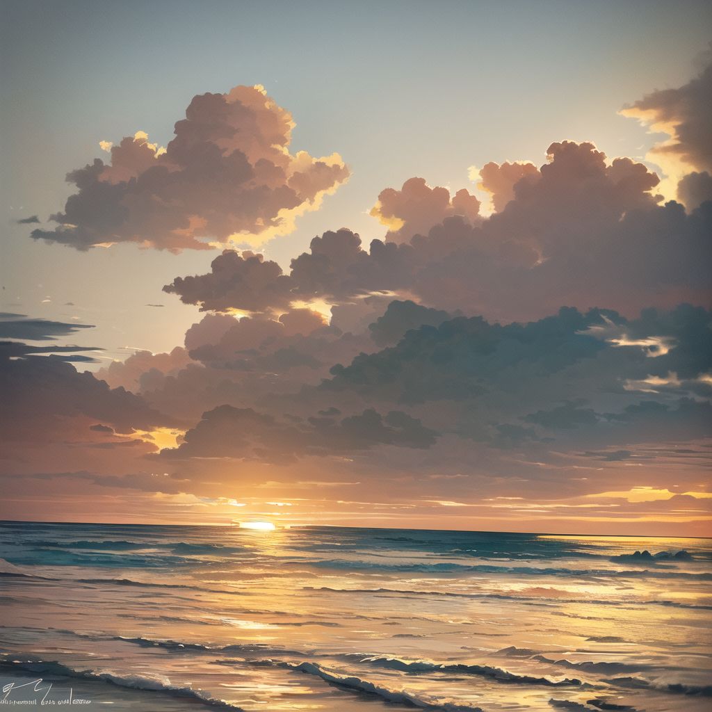 serene seascape dawn golden sunlight calm sea by Free AI Image Generator & Maker - No login required✨ | AIGAZOU