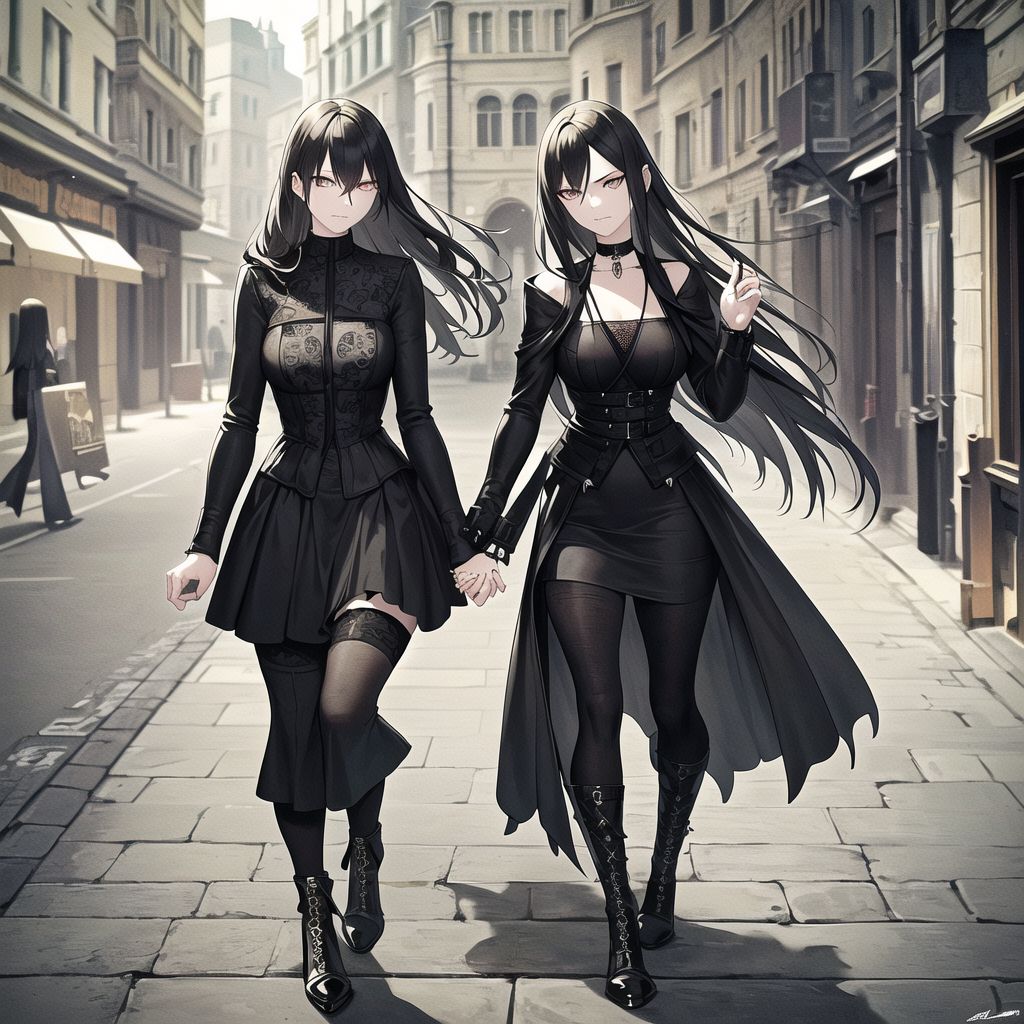 gothic couple walking city street spring by Free AI Image Generator & Maker - No login required✨ | AIGAZOU