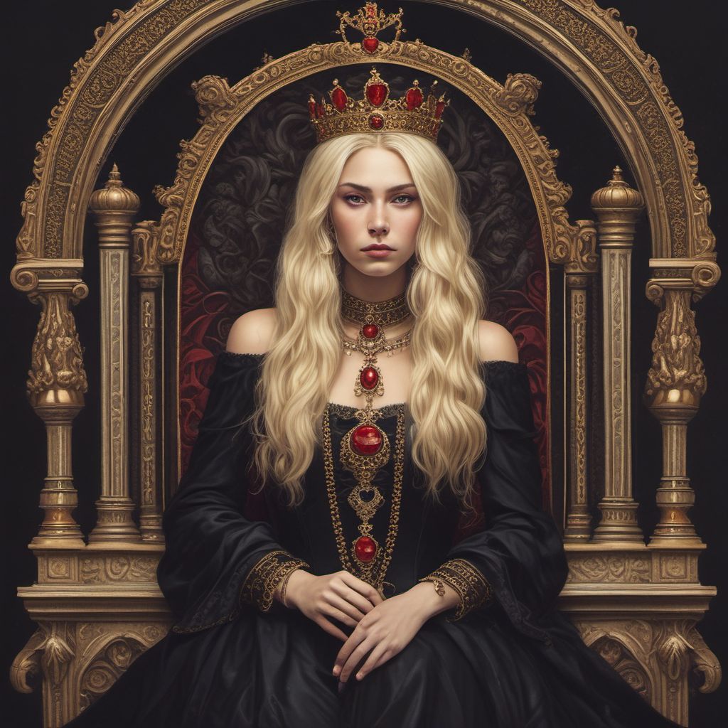 queen in black dress with blonde hair by Free AI Image Generator & Maker - No login required✨ | AIGAZOU