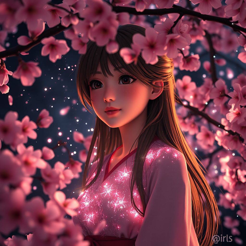 illuminated night cherry blossoms realistic details by Free AI Image Generator & Maker - No login required✨ | AIGAZOU