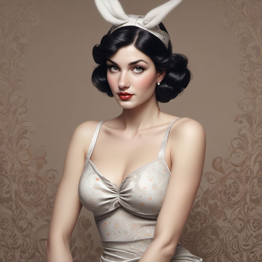 young woman pin up style dark hair by Free AI Image Generator & Maker - No login required✨ | AIGAZOU
