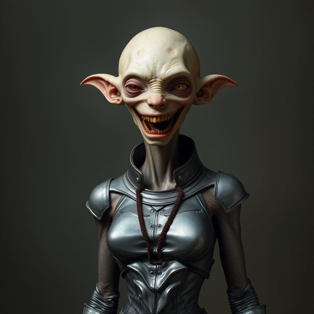 being with elongated head pointed ears teeth by Free AI Image Generator & Maker - No login required✨ | AIGAZOU