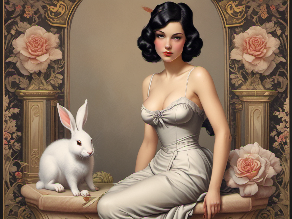 young woman dark hair pin up style by Free AI Image Generator & Maker - No login required✨ | AIGAZOU
