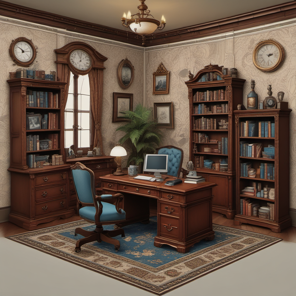 cozy antique office with dark wooden desk by Free AI Image Generator & Maker - No login required✨ | AIGAZOU