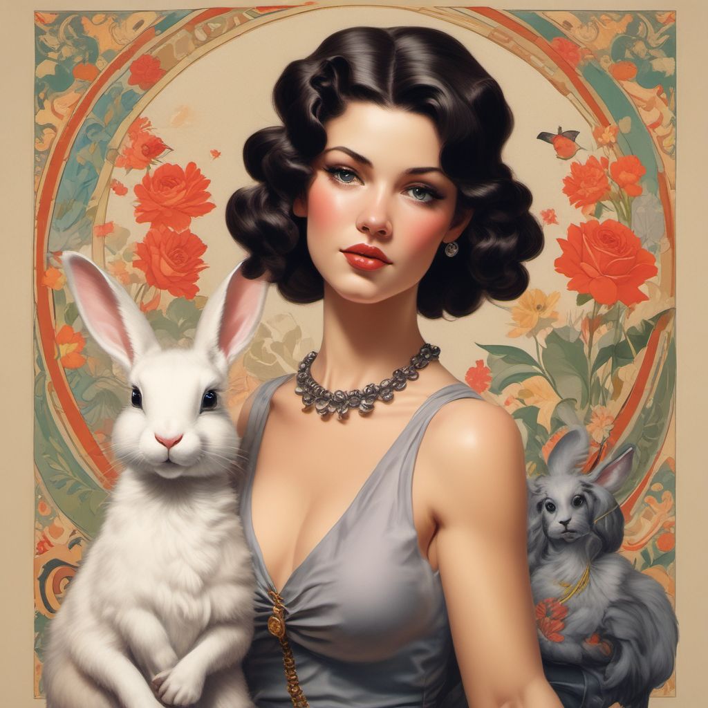 young woman pin up style dark hair by Free AI Image Generator & Maker - No login required✨ | AIGAZOU