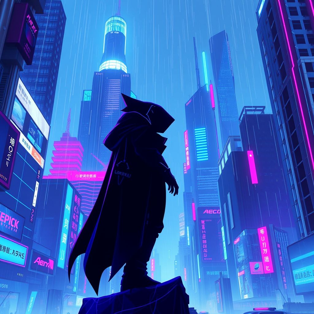 cyberpunk aigazou neon city futuristic silhouette by Free AI Image Generator & Maker - No login required✨ | AIGAZOU
