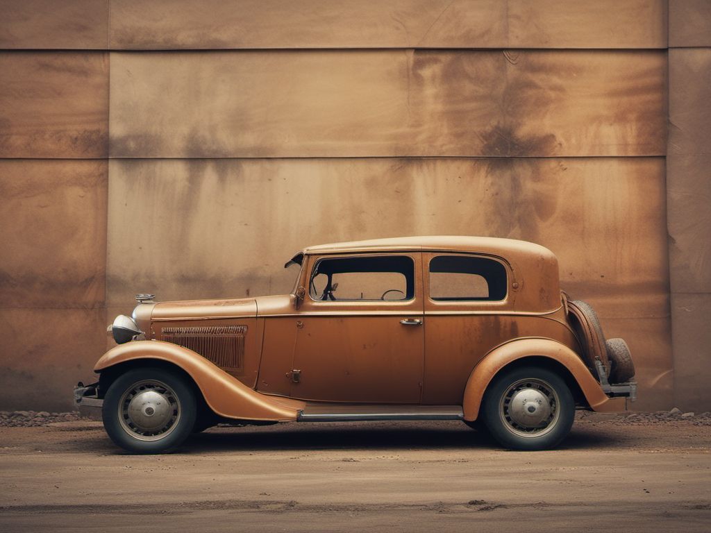 rusty old ford model a in wall by Free AI Image Generator & Maker - No login required✨ | AIGAZOU