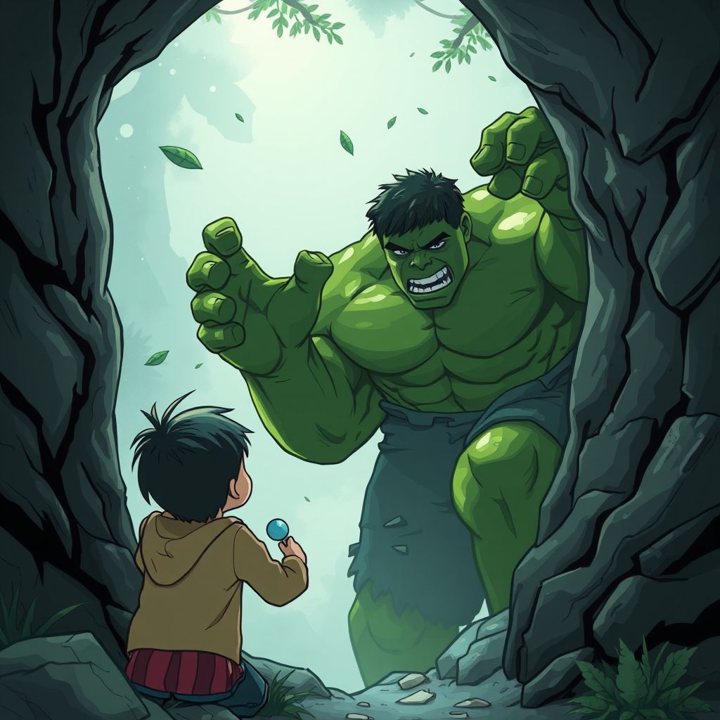 hulk playing hide seek children by Free AI Image Generator & Maker - No login required✨ | AIGAZOU