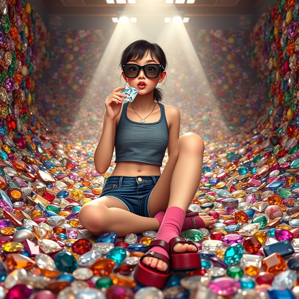 colorful gems teen girl y2k fashion by Free AI Image Generator & Maker - No login required✨ | AIGAZOU