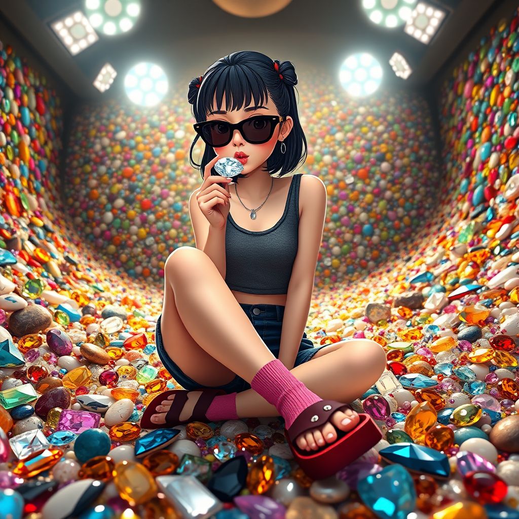 colorful gems teen girl y2k fashion by Free AI Image Generator & Maker - No login required✨ | AIGAZOU