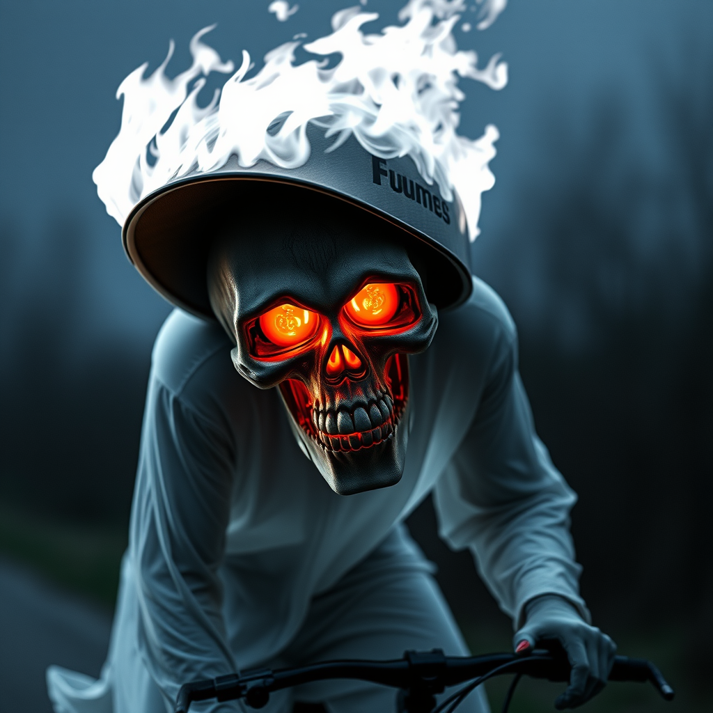 ghost cyclist skull engulfed flames by Free AI Image Generator & Maker - No login required✨ | AIGAZOU