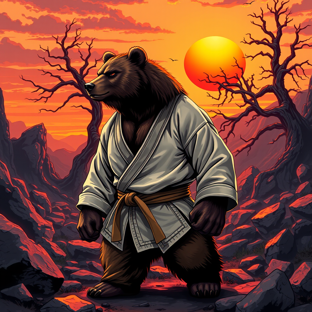 powerful bear karate gi wilderness by Free AI Image Generator & Maker - No login required✨ | AIGAZOU