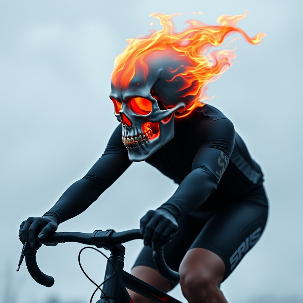 ghost cyclist small flaming skull lycra by Free AI Image Generator & Maker - No login required✨ | AIGAZOU