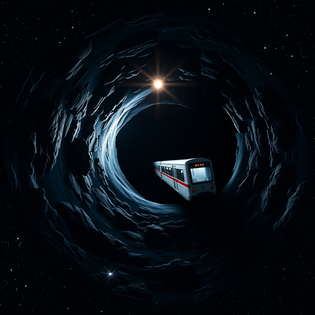 black hole in space train emerges bright light by Free AI Image Generator & Maker - No login required✨ | AIGAZOU