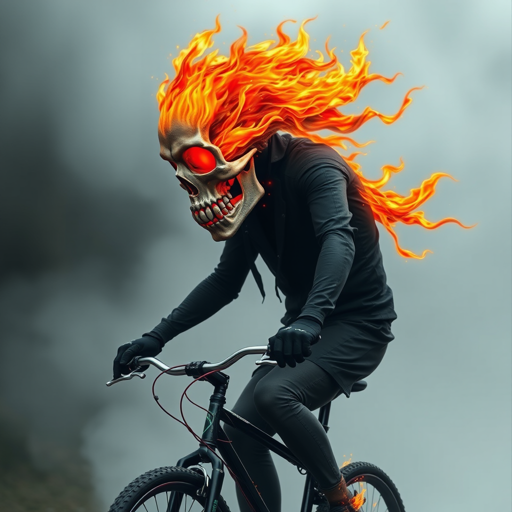 ghost cyclist skull flames side by Free AI Image Generator & Maker - No login required✨ | AIGAZOU