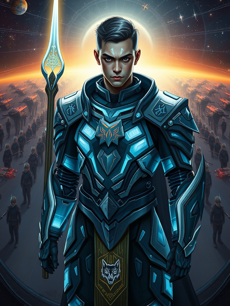 teoman orion starseed warrior futuristic armor cosmic battlefield by Gerador de imagens com IA gratuito - Sem login necessário✨ | AIGAZOU