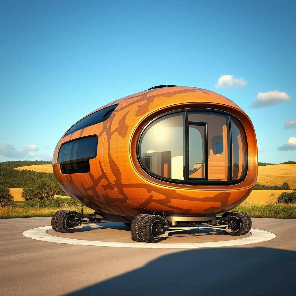 futuristic autonomous building with wooden facade by Free AI Image Generator & Maker - No login required✨ | AIGAZOU
