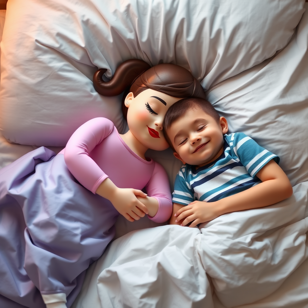 inflatable doll little girl sleeping real boy grinning by Free AI Image Generator & Maker - No login required✨ | AIGAZOU
