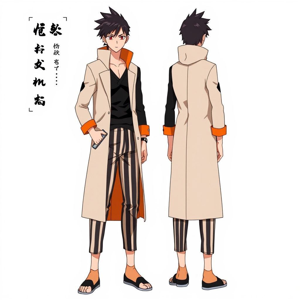 shimizu sora handsome healthy striped pants orange robe by Free AI Image Generator & Maker - No login required✨ | AIGAZOU