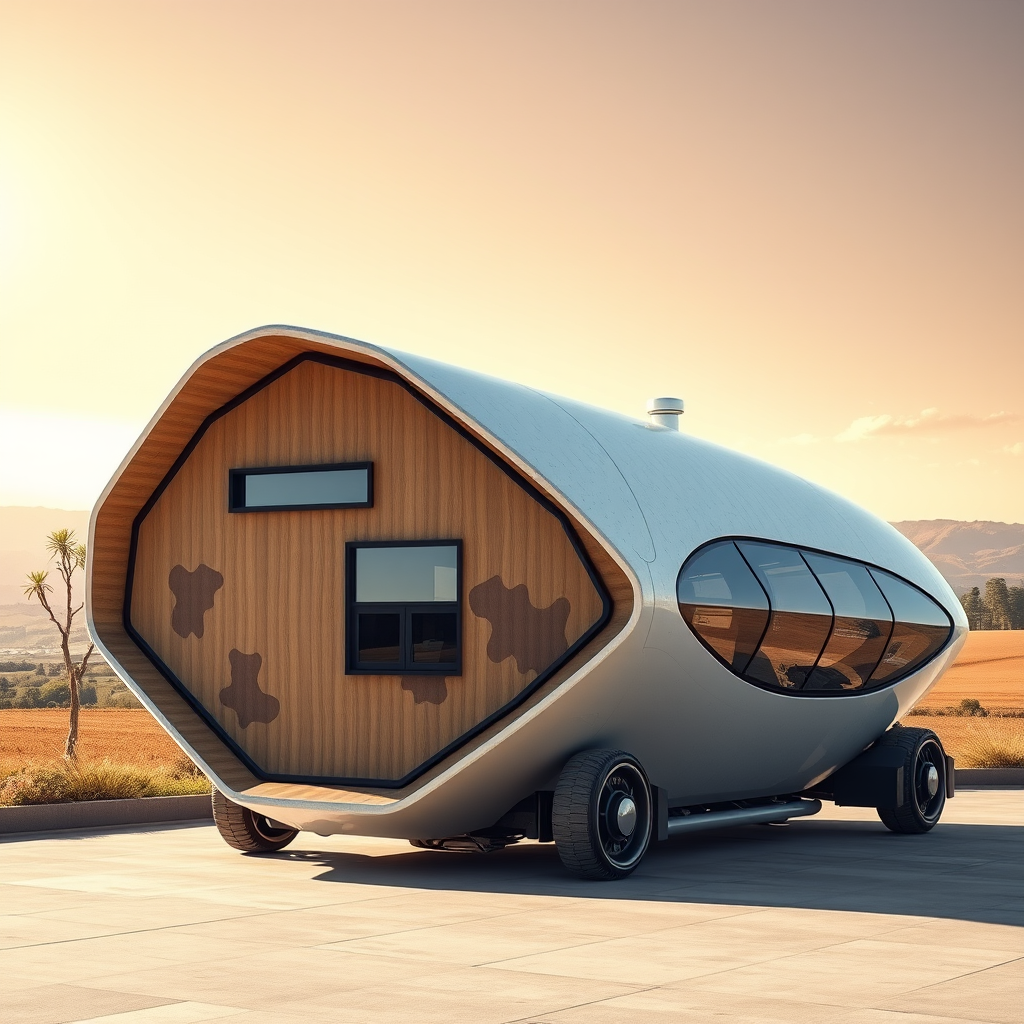 futuristic autonomous building with wooden facade by Free AI Image Generator & Maker - No login required✨ | AIGAZOU