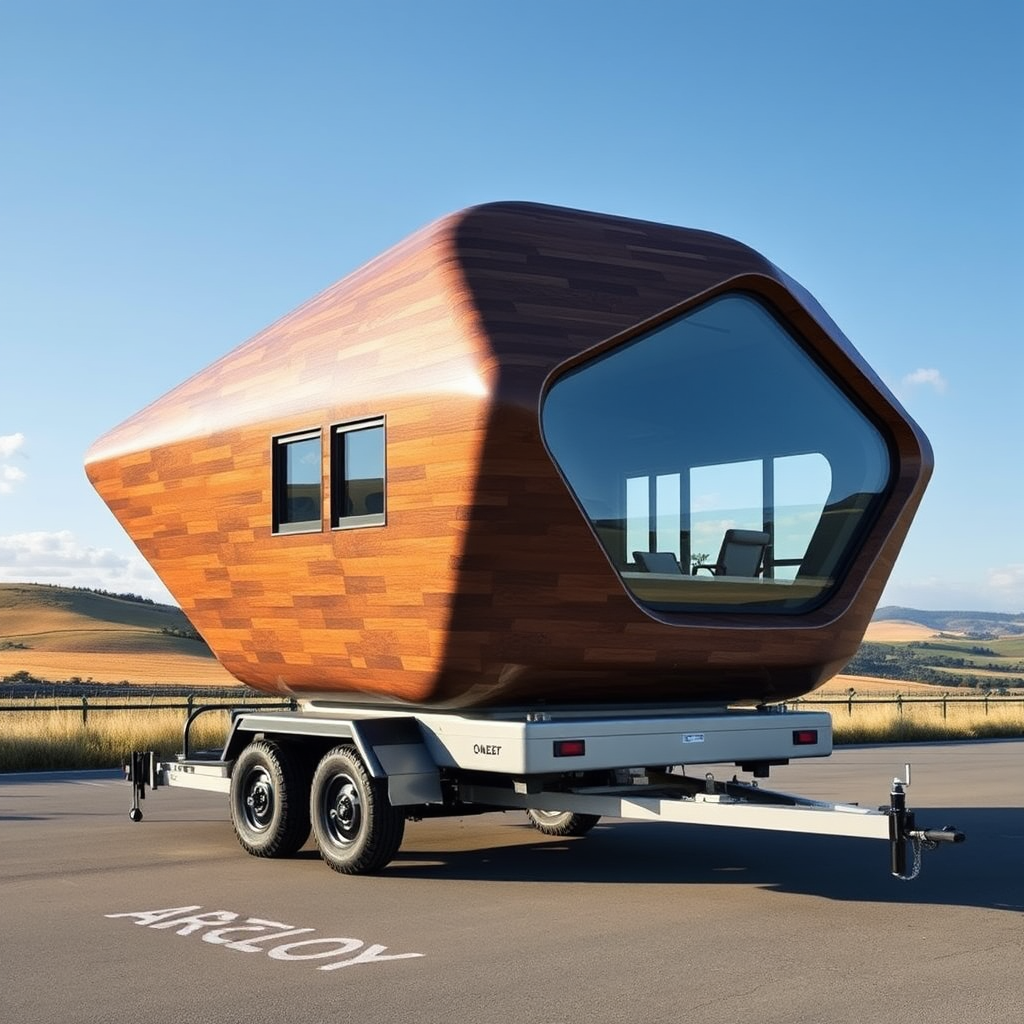 autonomous futuristic building with wooden facade by Free AI Image Generator & Maker - No login required✨ | AIGAZOU